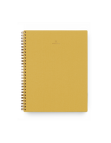 The Notebook in limited-edition cobalt yellow with golf foil details, bookcloth covers, and brass wire-o binding