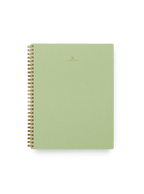 Appointed Notebook in Matcha bookcloth with brass wire-o binding front view || Matcha