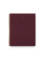 Appointed Notebook in Pomegranate bookcloth with brass wire-o binding front view 