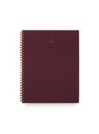 Appointed Notebook in Pomegranate bookcloth with brass wire-o binding front view || Pomegranate