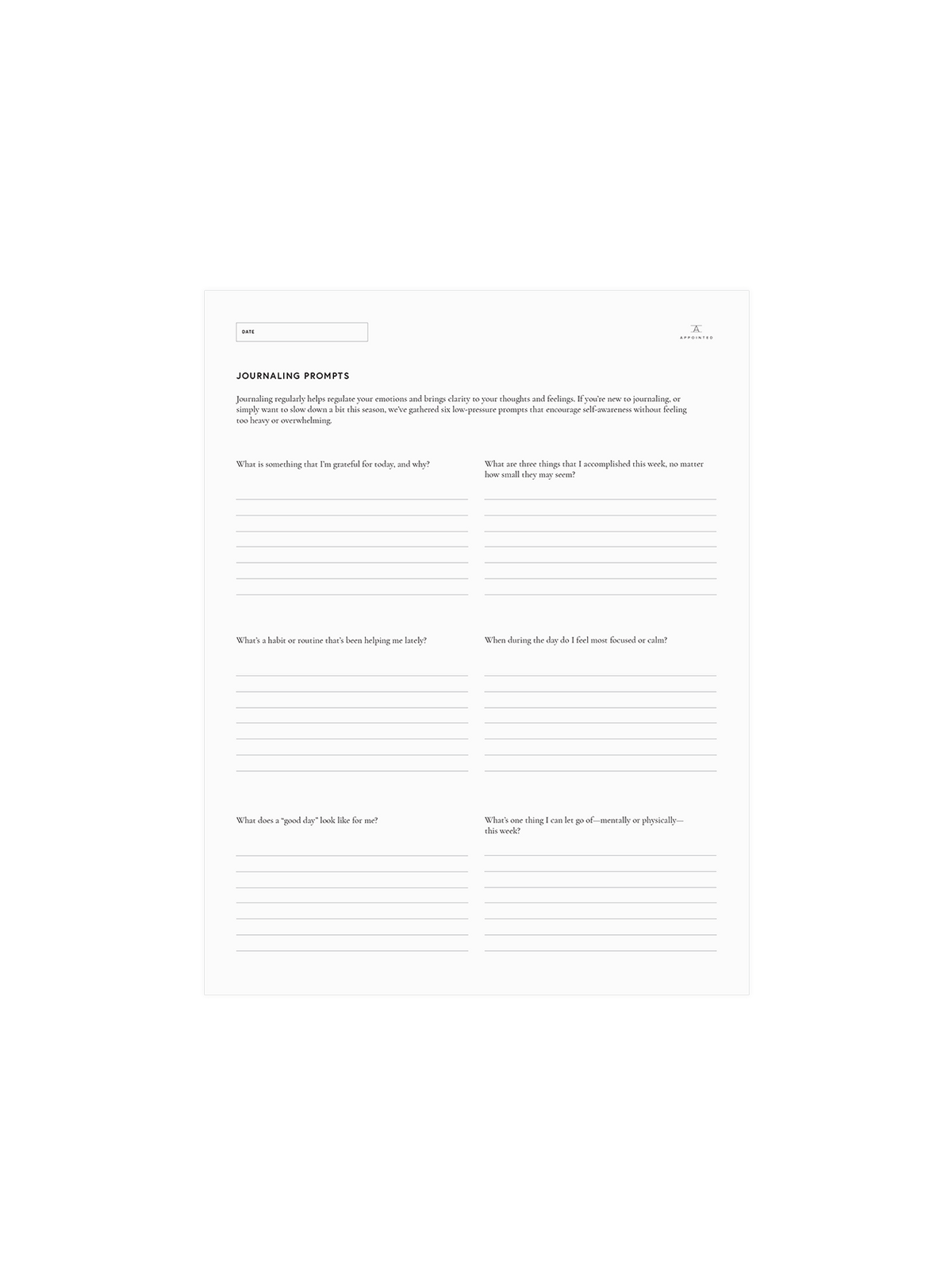 Promted Journaling Example Free Printable Journaling Prompts Digital Download – Appointed