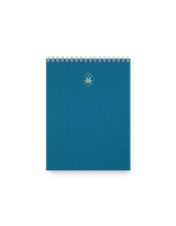 Los Angeles Notepad with Atlas Blue cover, silver wire-o binding, and silver foil stamped signet. || Atlas Blue