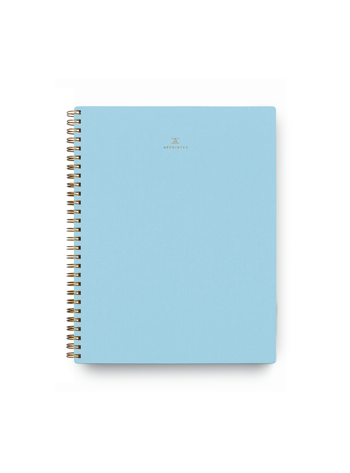 The Appointed Notebook in Sky Blue with bookcloth covers, gold foil stamped details, and wire-o binding || Sky Blue