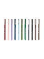 Le Pen colorways in Burgundy, Wisteria, Deep Blue, Pale Blue, Olive Green, Green, Dark Gray, Black, Brown, and Sepia