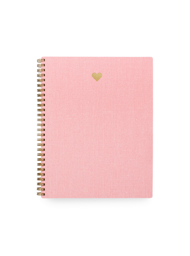 The Appointed Heart Notebook in Blossom Pink bookcloth with a gold foil heart signet and brass wire-o binding || Blossom Pink