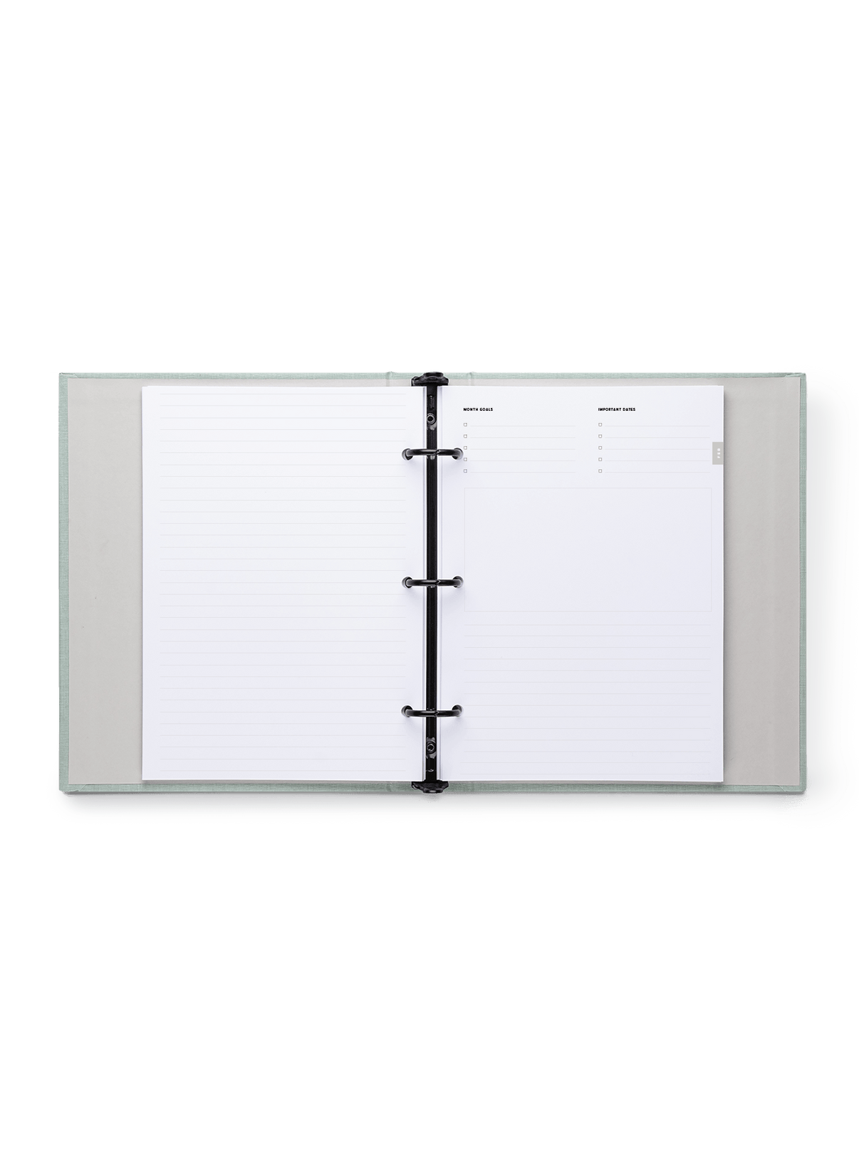 Compact Binder Planner interior month goals view 