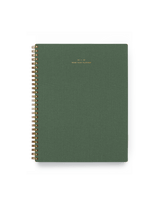 The Appointed 23-34 Year Task Planner in Charcoal Gray with brass wire-o binding, foil details, and textured bookcloth covers || Fern Green