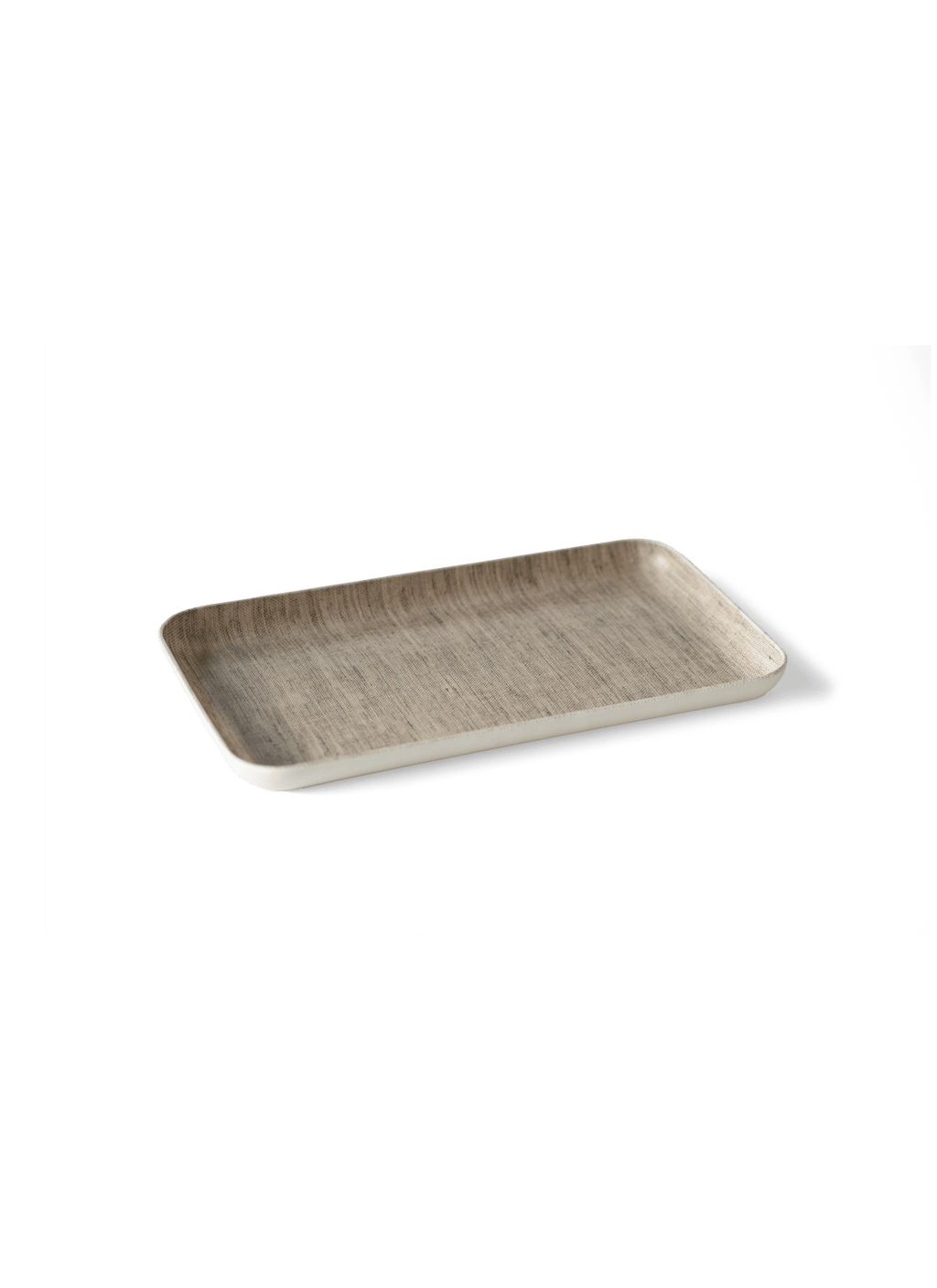 Fog Linen Coated Tray Side Angle View || Natural Linen