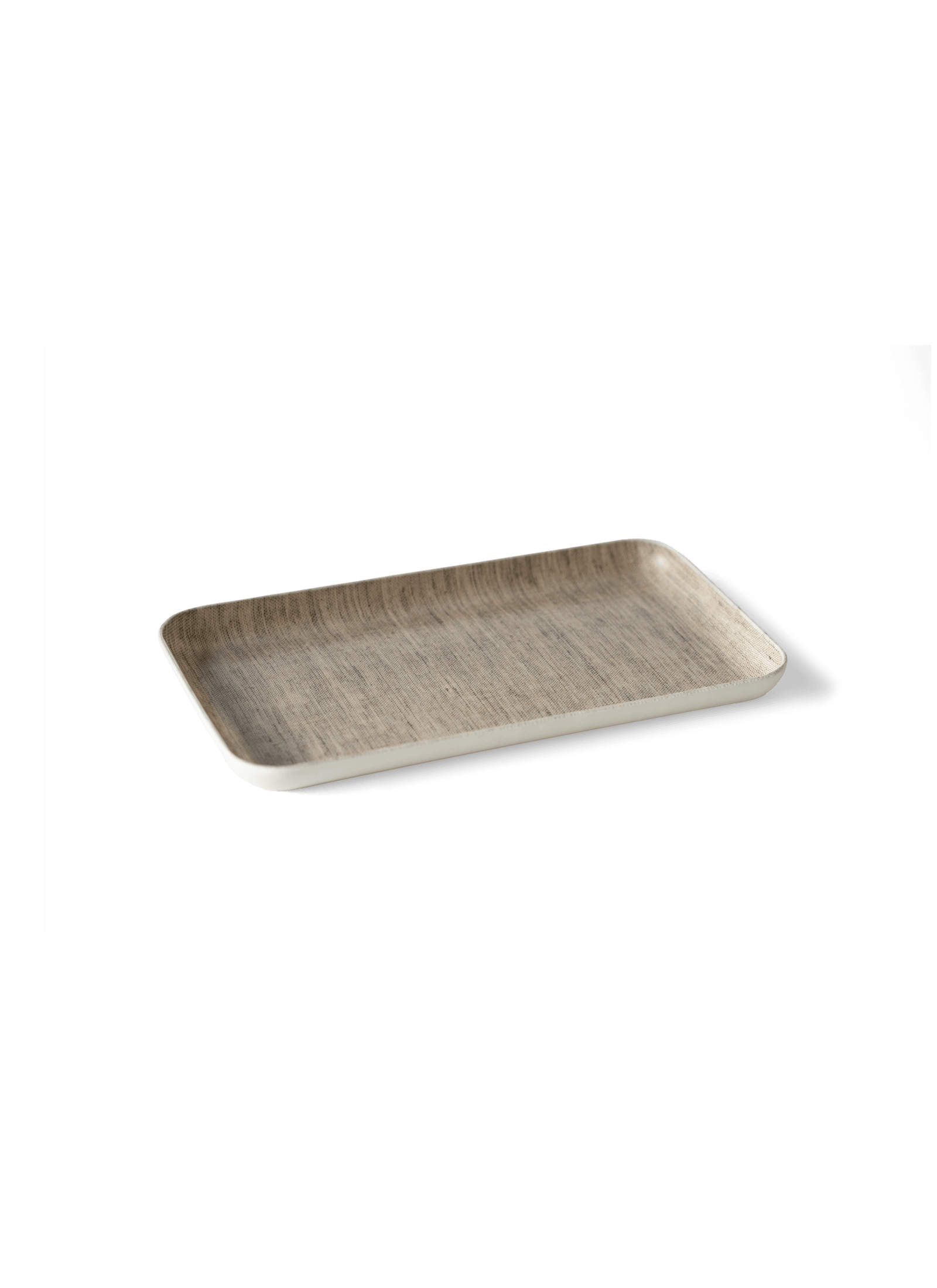 Fog Linen Coated Tray Side Angle View || Natural Linen