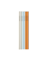 Midori Color Pencil Set of 6 colored pencils in 3 colors - classic graphite gray, light blue, and orange outside packaging