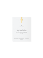 Set of Appointed Brass Page Marker on a white card, front view