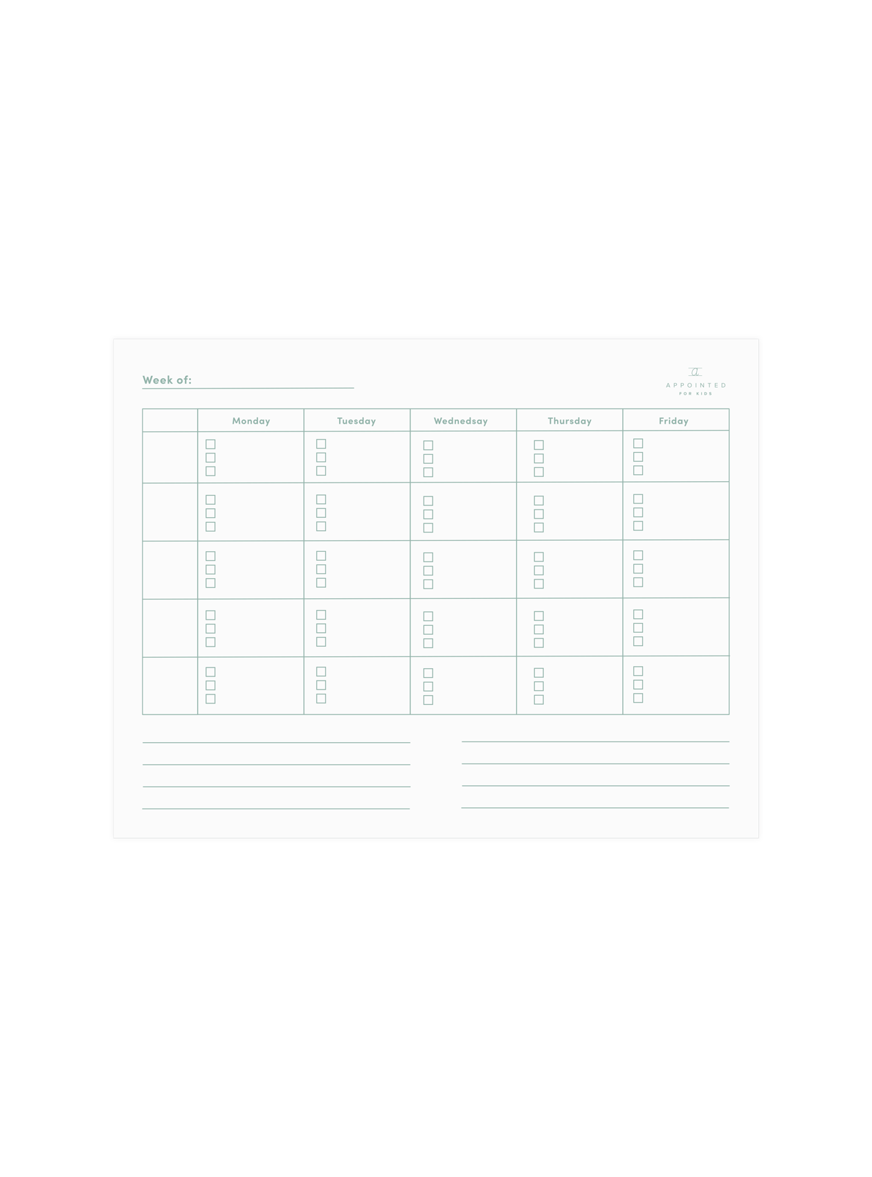 Kids Weekly Planning