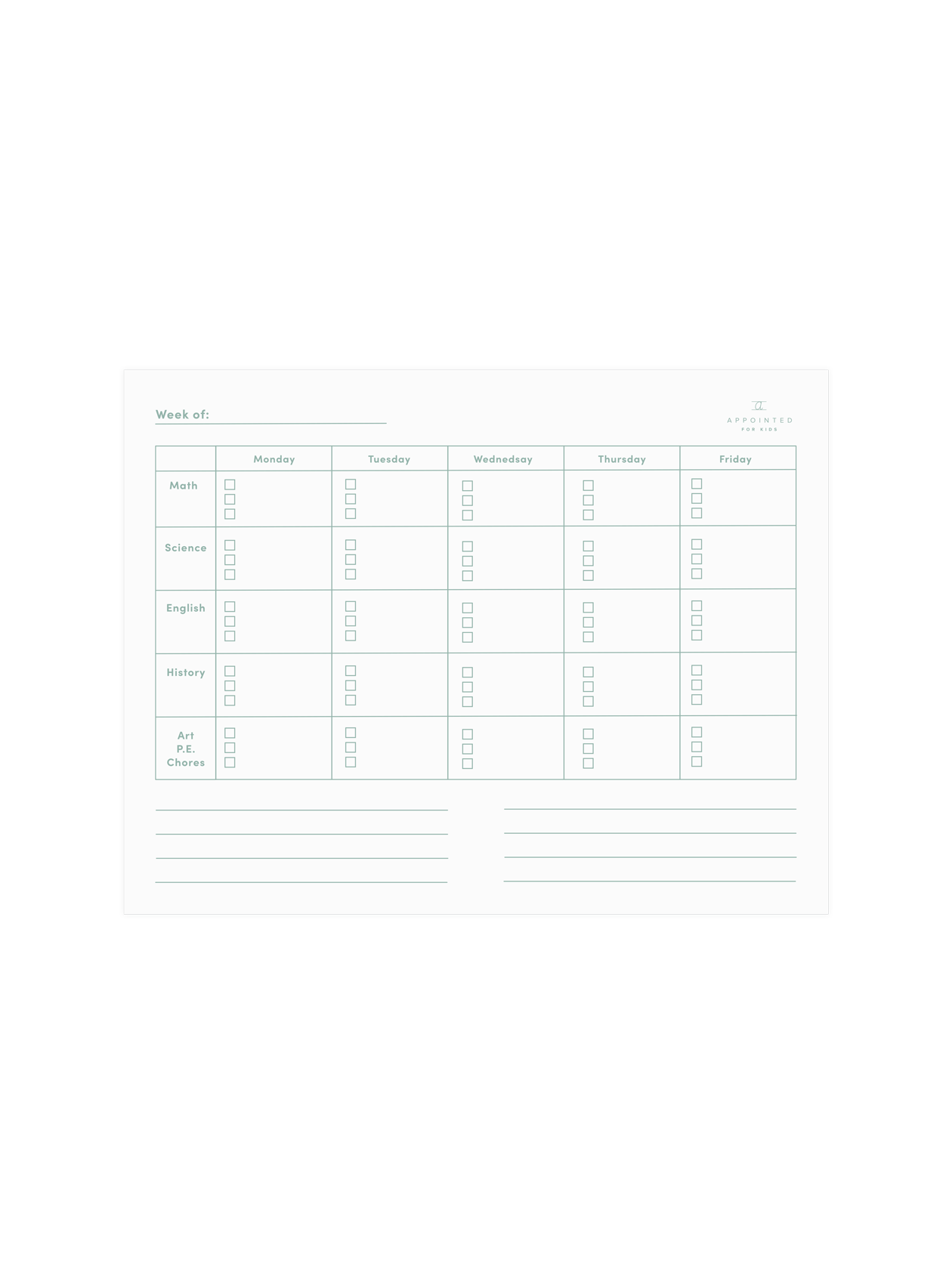 Kids School Planning