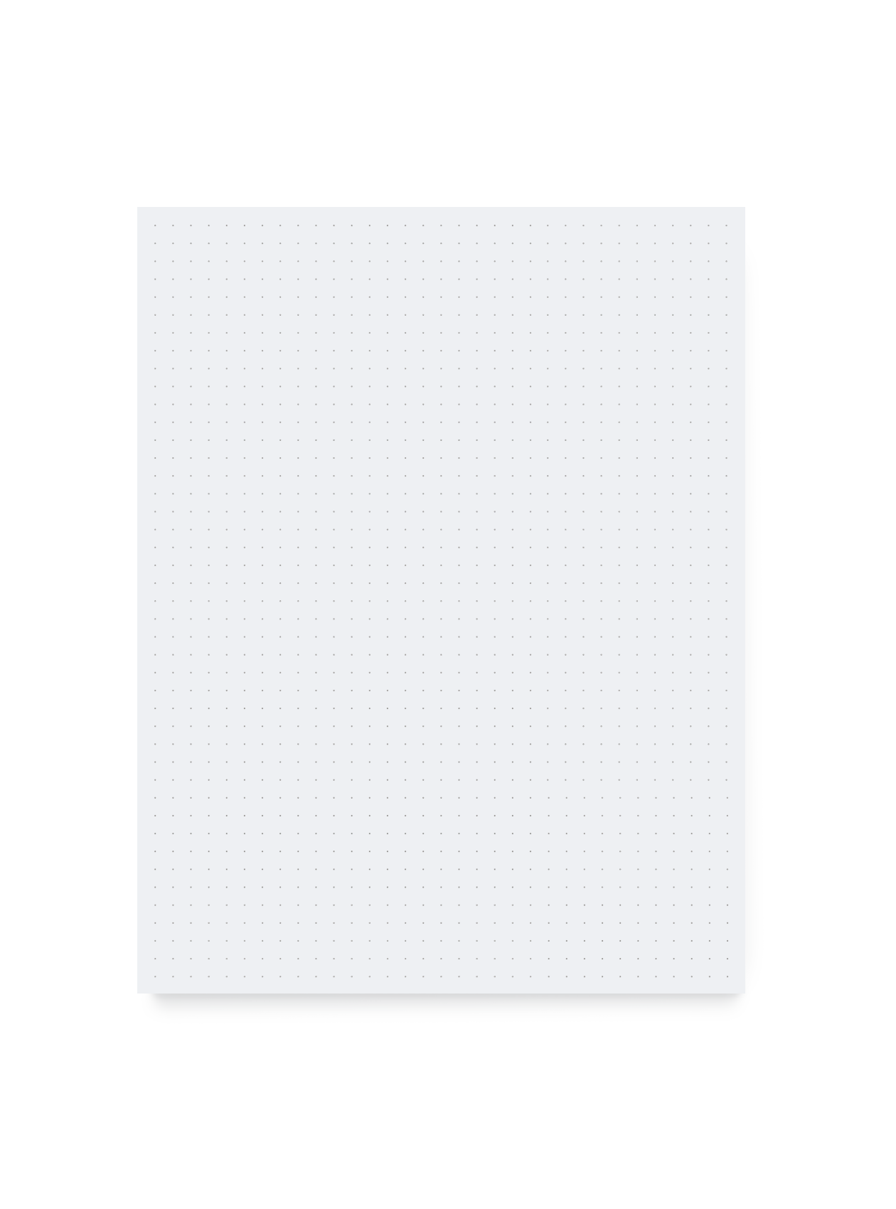 The Appointed Dot Grid Pad with white paper and cool gray dot grid pattern and tear-off sheets, front view.