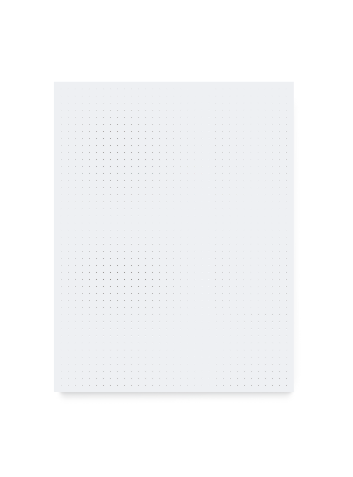 The Appointed Dot Grid Pad with white paper and cool gray dot grid pattern and tear-off sheets, front view.