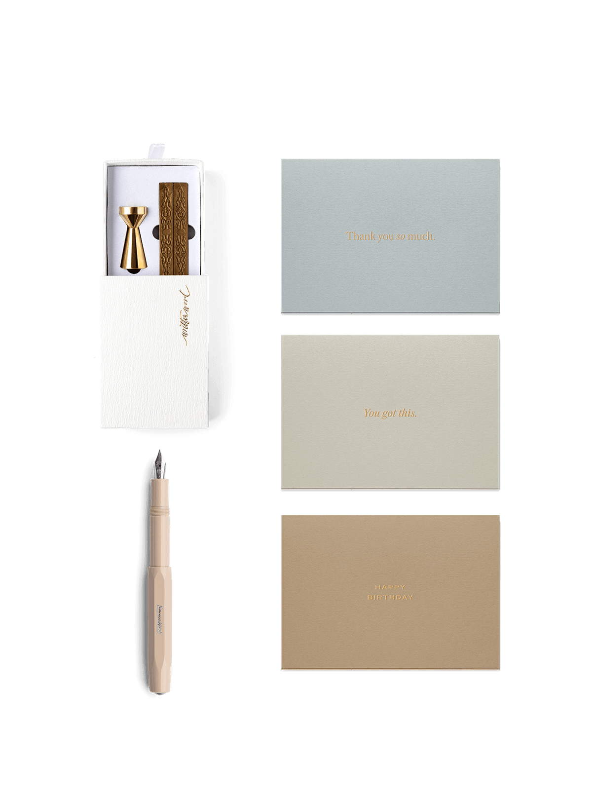 Letters to You Set with Assorted Card Set, Brass Wax Seal Set, and Kaweco Fountain Pen in Macchiatto