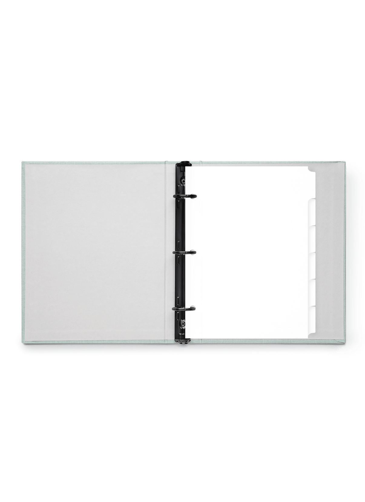 The Appointed Compact Binder Tabs in the Mineral Compact Binder, front view.