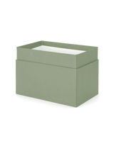 Diagonal view of onyx storage box, lid off|| Sage Green