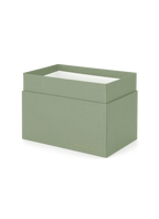 Diagonal view of onyx storage box, lid off|| Sage Green