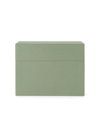 Eye-level view of Sage Card Keeper, lid on || Sage Green