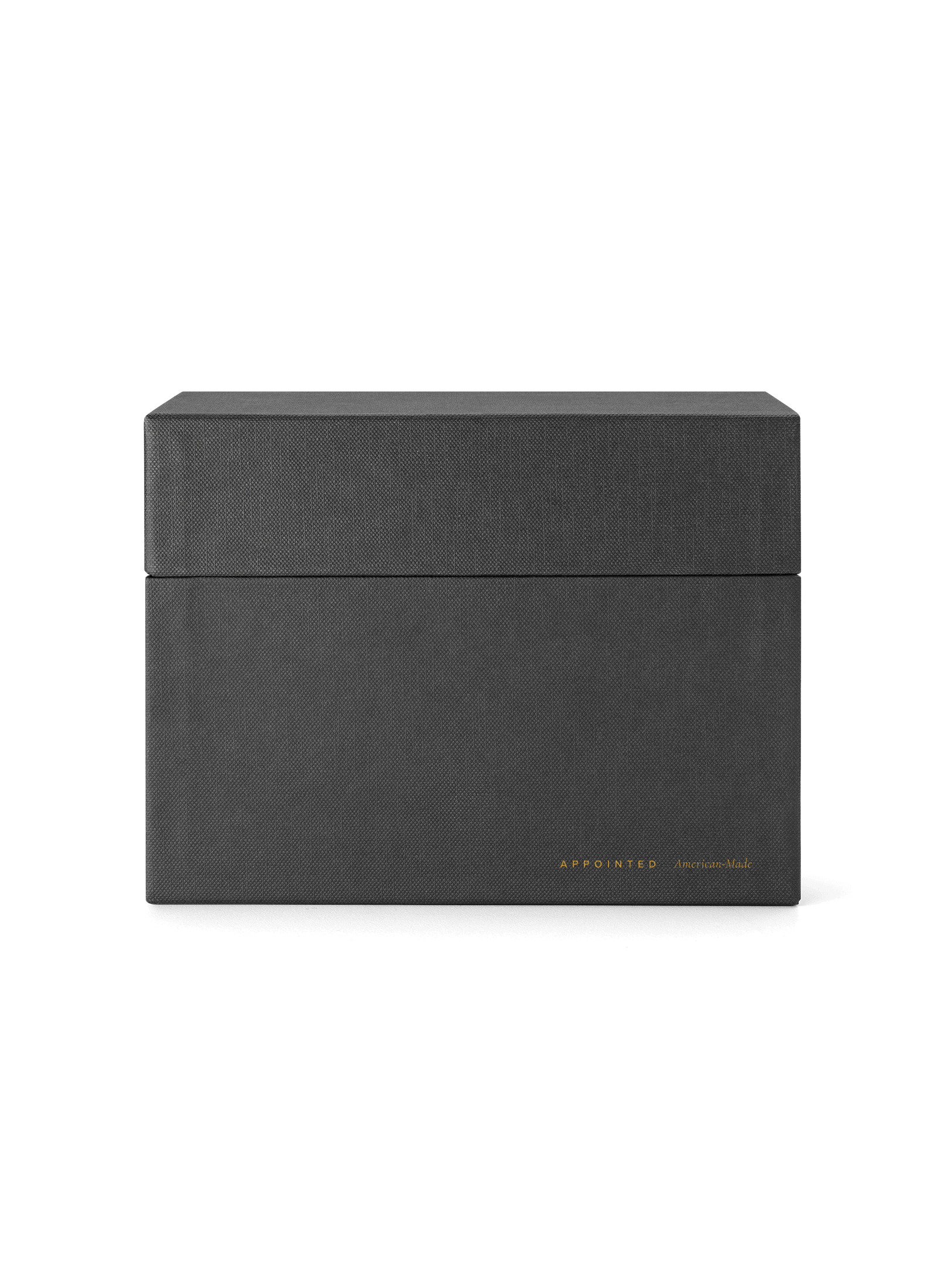 Eye-level view of Sage Card Keeper, lid on || Onyx