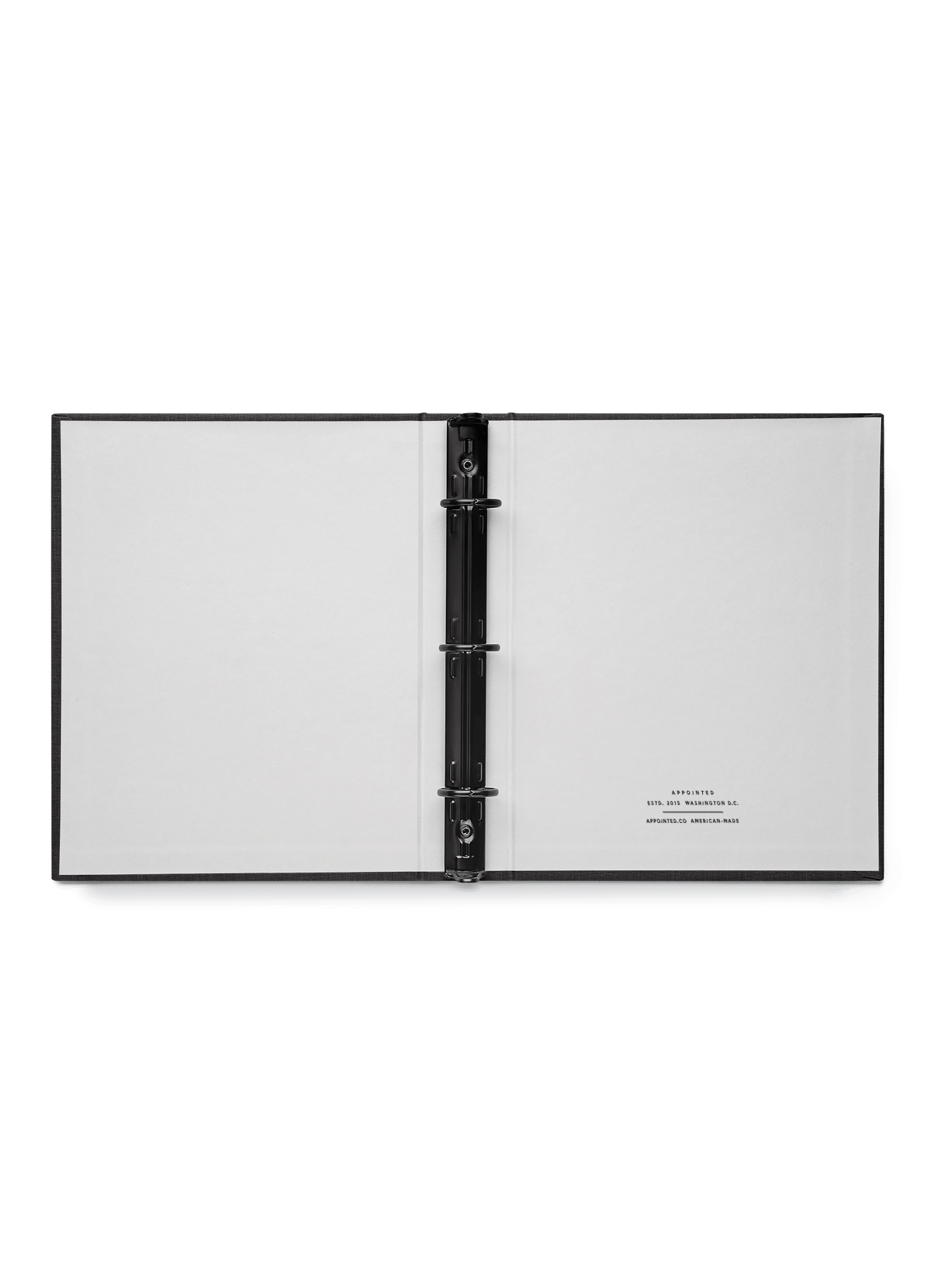 charcoal binder laid flat and open || Charcoal Gray