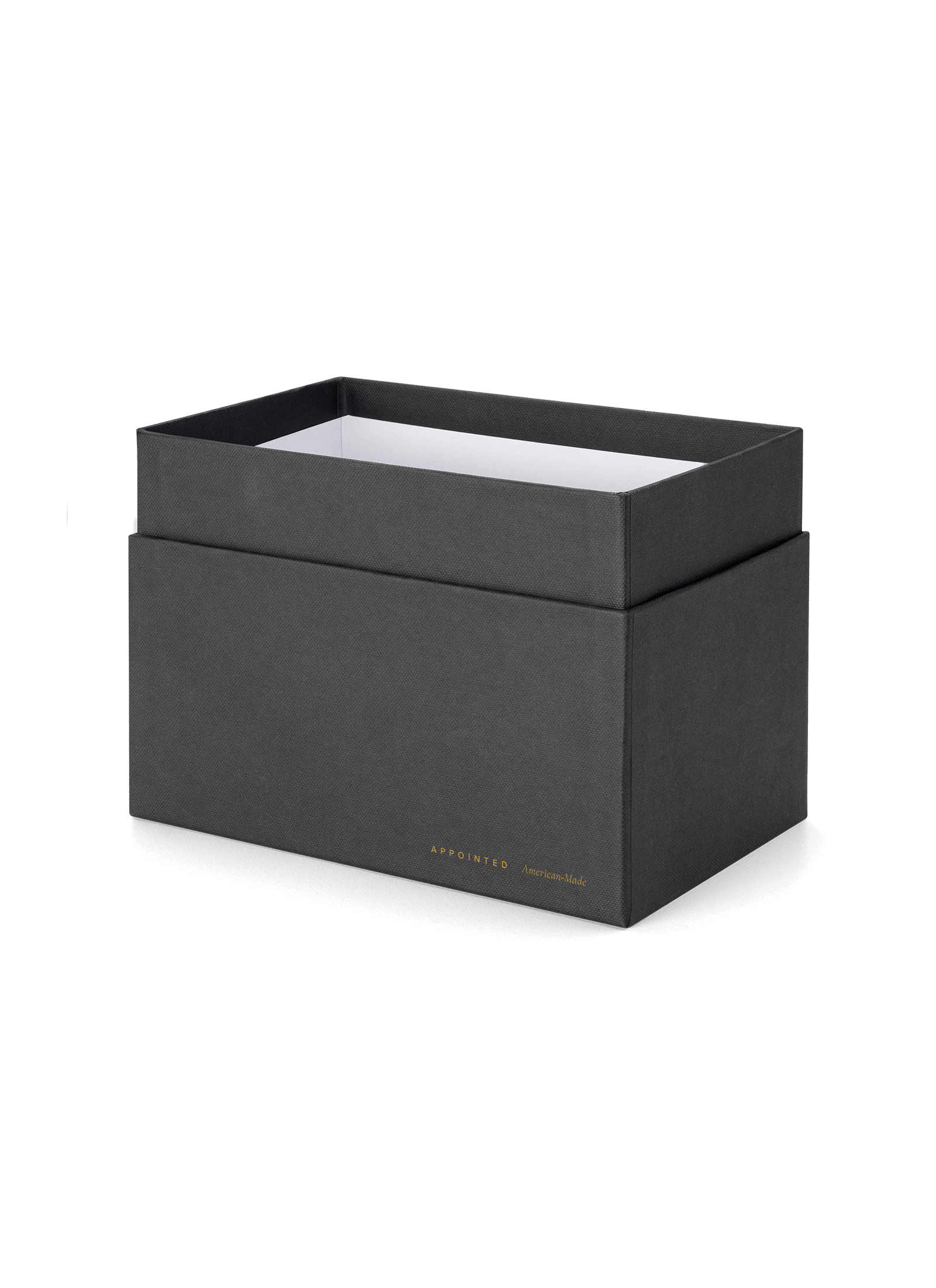 Diagonal view of onyx storage box, lid off|| Onyx