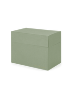 Eye-level view of desktop storage box, lid on|| Sage Green