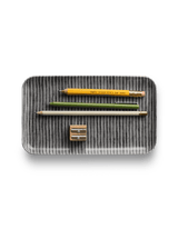 Appointed Linen Tray with Pencils and Sharpener|| Gray/White Stripe