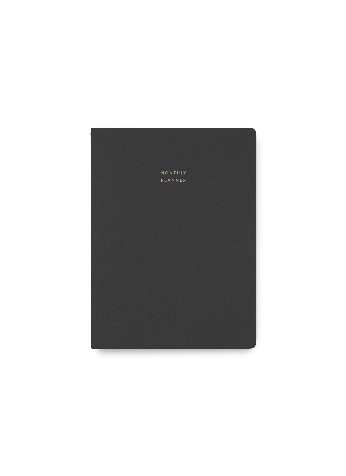 Appointed undated Monthly Planner in Charcoal Gray bookcloth with smyth-sewn binding front view || Charcoal Gray