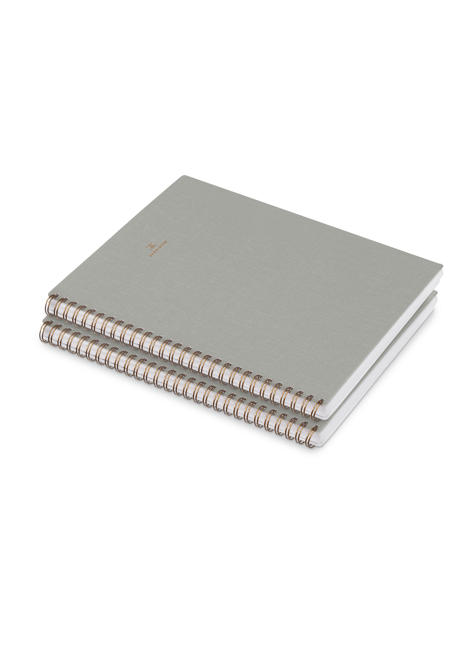 Appointed Notebook in Dove Gray bookcloth with wire-o binding stacked front angled view