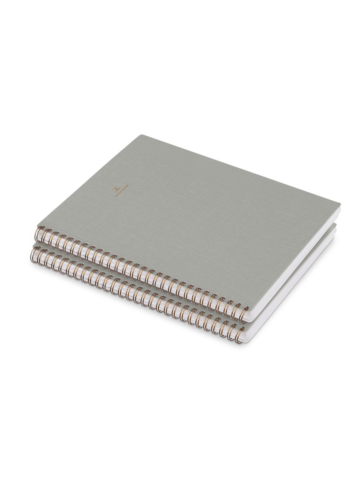 Appointed Notebook in Dove Gray bookcloth with wire-o binding stacked front angled view