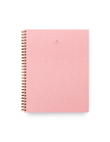 Appointed Notebook in Blossom Pink bookcloth with brass wire-o binding front view || Blossom Pink