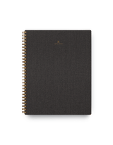 Appointed Notebook in Charcoal Gray bookcloth with brass wire-o binding front view || Charcoal Gray