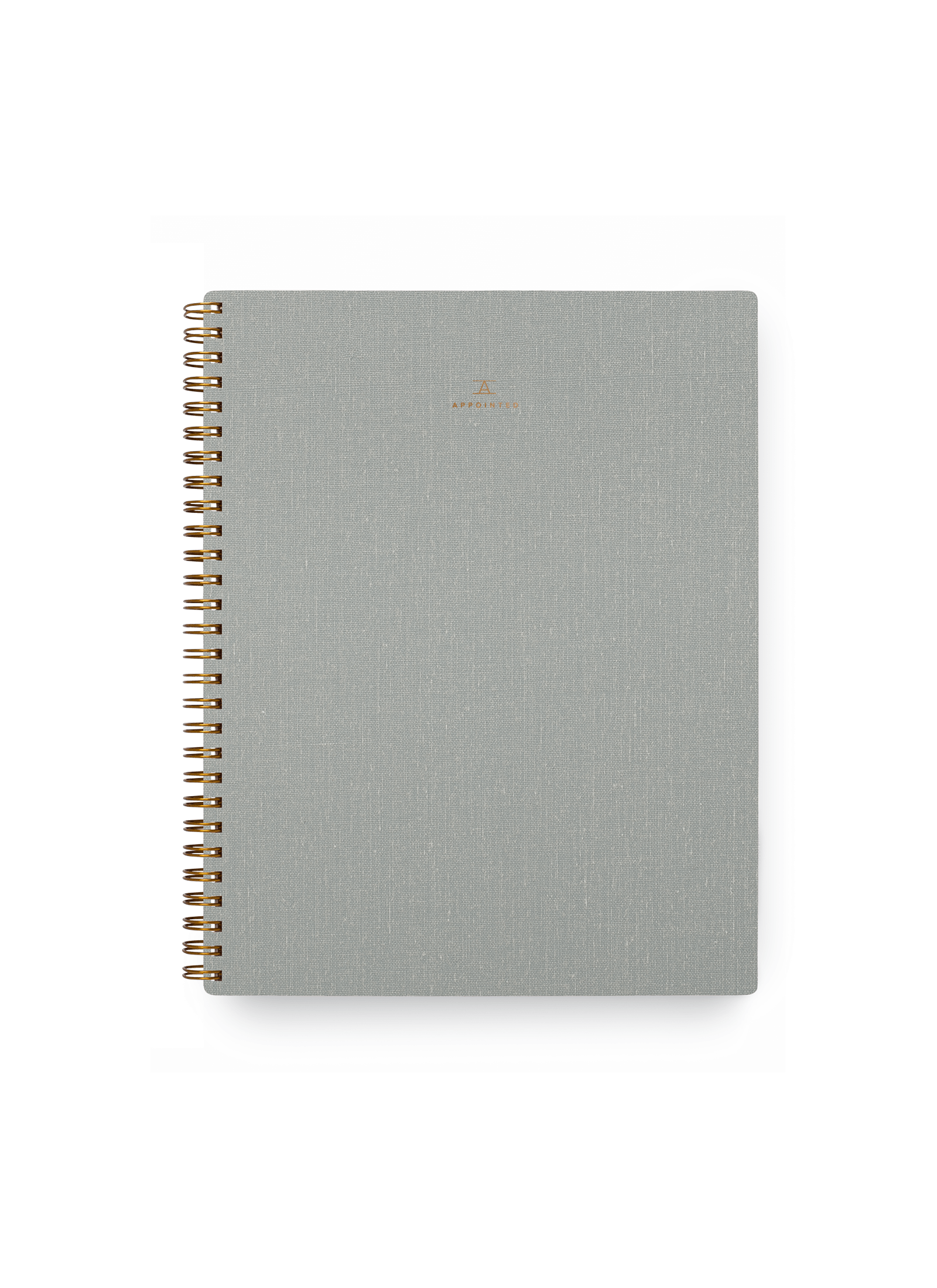 Appointed Notebook in Dove Gray bookcloth with brass wire-o binding front view || Dove Gray