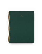 Appointed Notebook in Hunter Green bookcloth with brass wire-o binding front view || Hunter Green