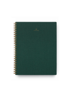Appointed Notebook in Hunter Green bookcloth with brass wire-o binding front view || Hunter Green