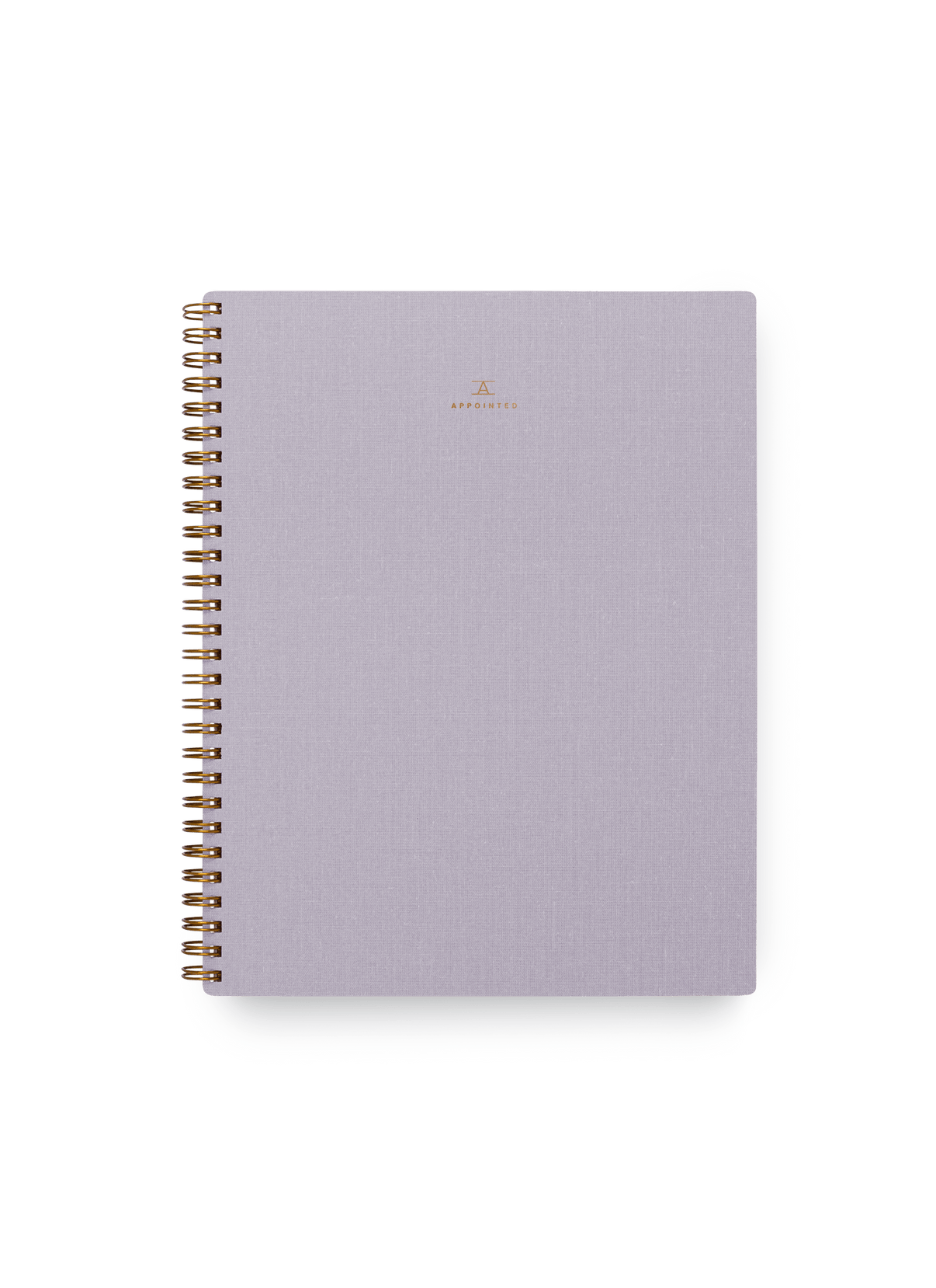 Appointed Notebook in Lavender Gray bookcloth with brass wire-o binding front view || Lavender Gray