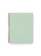 Appointed Notebook with bookcloth cover and brass wire-o binding front view || Mineral Green