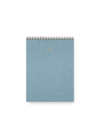 Appointed Office Notepad in Chambray Blue bookcloth with brass wire-o binding front view || Chambray Blue