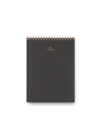 Appointed Office Notepad in Charcoal Gray bookcloth with brass wire-o binding front view || Charcoal Gray