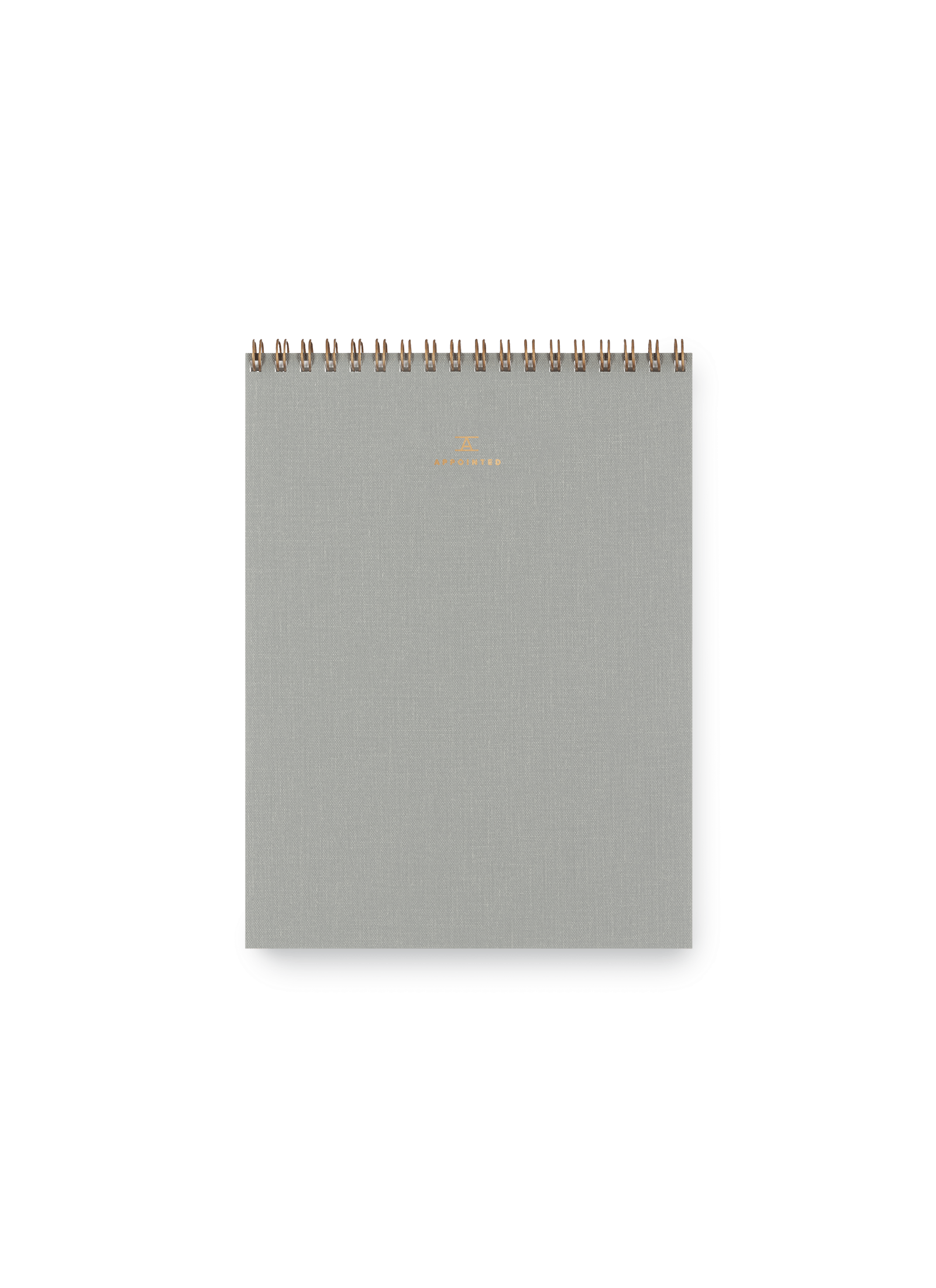Appointed Office Notepad in Charcoal Gray bookcloth with brass wire-o binding front view || Dove Gray