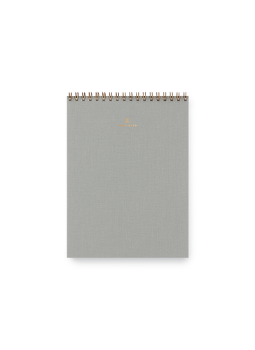 Appointed Office Notepad in Charcoal Gray bookcloth with brass wire-o binding front view || Dove Gray