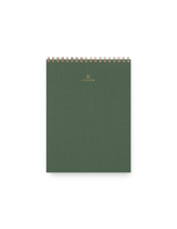 Appointed Office Notepad in Fern Green bookcloth with brass wire-o binding front view || Fern Green