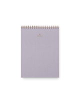 Appointed Office Notepad in Lavender Gray bookcloth with brass wire-o binding front view || Lavender Gray