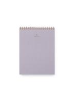 Appointed Office Notepad in Lavender Gray bookcloth with brass wire-o binding front view || Lavender Gray