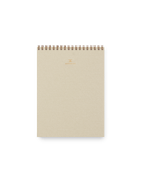 Appointed Office Notepad in Natural Linen bookcloth with brass wire-o binding front view || Natural Linen