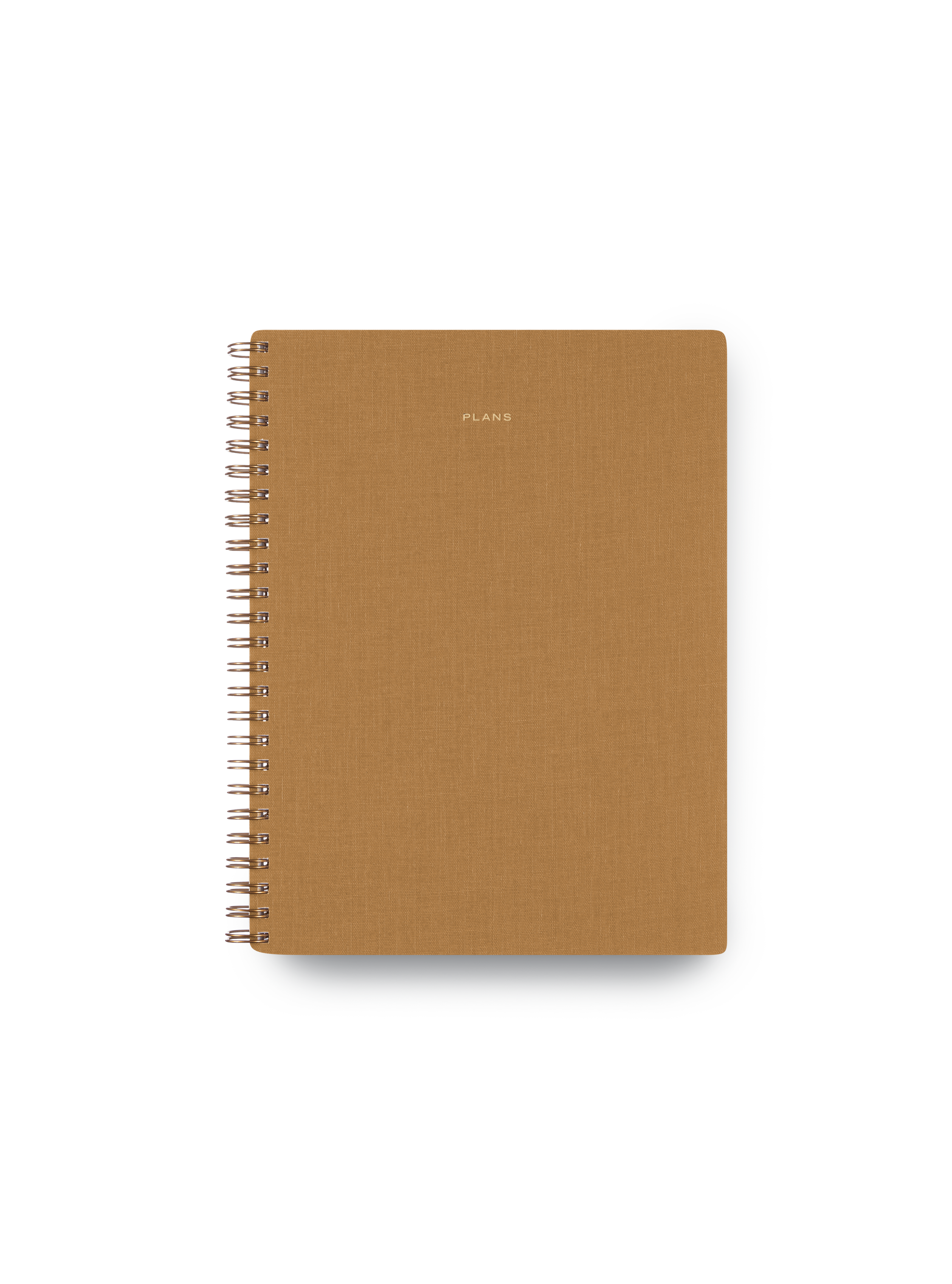 Appointed Plans Journal in Teak bookcloth with brass wire-o binding front view || Teak