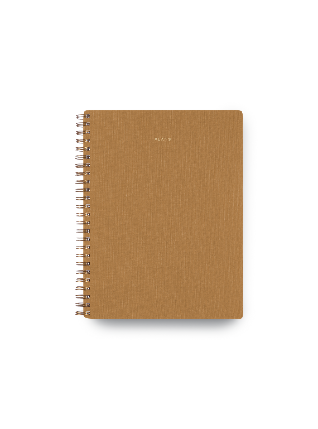Appointed Plans Journal in Teak bookcloth with brass wire-o binding front view || Teak