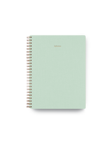Appointed Reflections Journal front view with brass wire-o binding, foil stamped detail, and bookcloth cover || Mineral Green